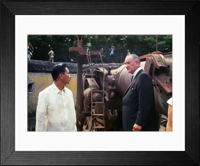 Framed Print : Lyndon Johnson and Ferdinand Marcos near Military Gunnery Framed Print : Lyndon Johnson and Ferdinand Marcos near Military Gunnery