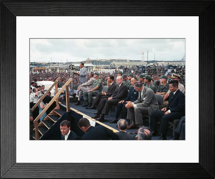 Framed Print : Lyndon Johnson With Officials on Platform Framed Print : Lyndon Johnson With Officials on Platform