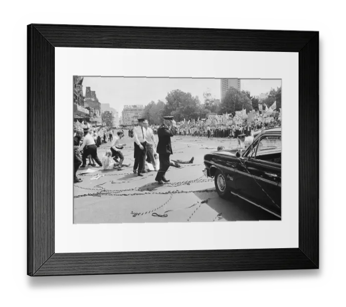 Framed Print : Demonstrators Across Johnson Motorcade Framed Print : Demonstrators Across Johnson Motorcade