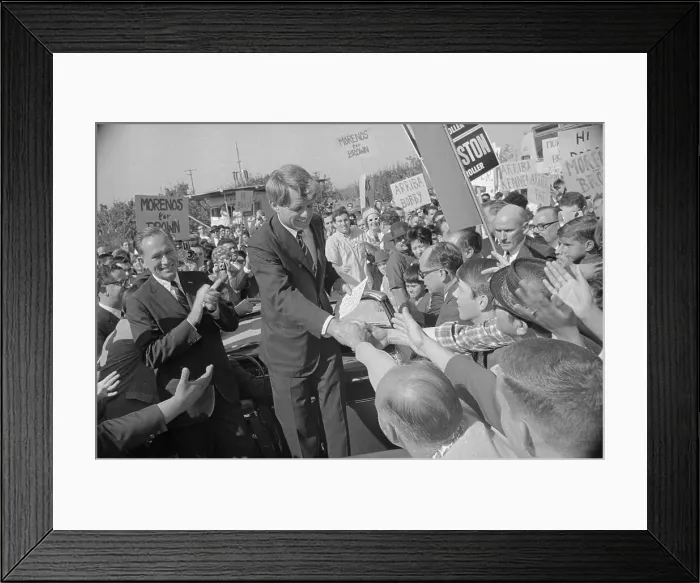 Framed Print : Robert F. Kennedy Reaching Down to Shake Hands of Onlookers Framed Print : Robert F. Kennedy Reaching Down to Shake Hands of Onlookers