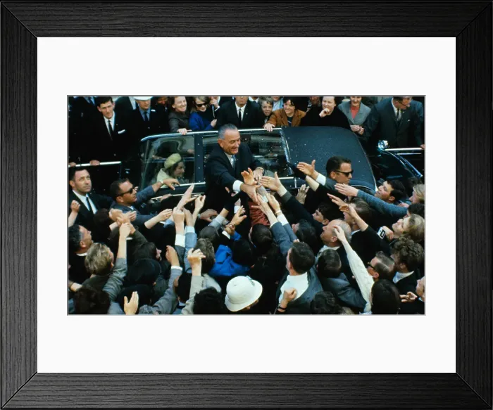 Framed Print : President Lyndon Johnson and His Wife Riding in Car Framed Print : President Lyndon Johnson and His Wife Riding in Car