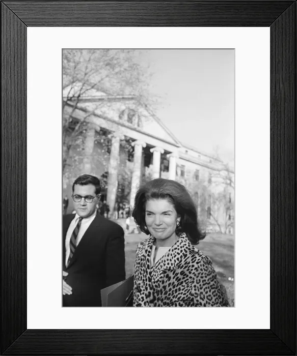 Framed Print : Jackie Kennedy Leaves Meeting / Harvard Framed Print : Jackie Kennedy Leaves Meeting / Harvard
