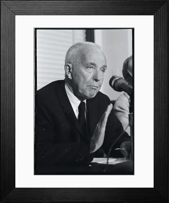 Framed Print : Dr. Charles B. Huggins Gesturing to Press Framed Print : Dr. Charles B. Huggins Gesturing to Press