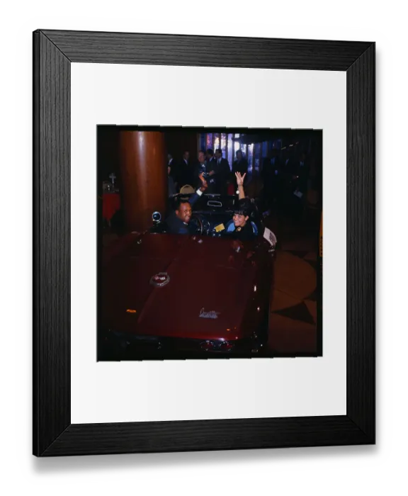 Framed Print : Frank Robinson and His Wife Waving from Corvette Framed Print : Frank Robinson and His Wife Waving from Corvette