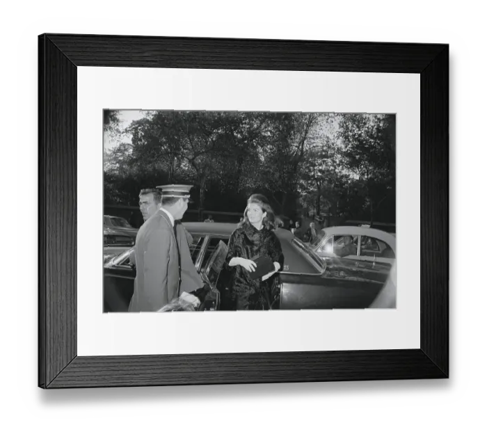 Framed Print : Jacqueline Kennedy Exiting Automobile Framed Print : Jacqueline Kennedy Exiting Automobile