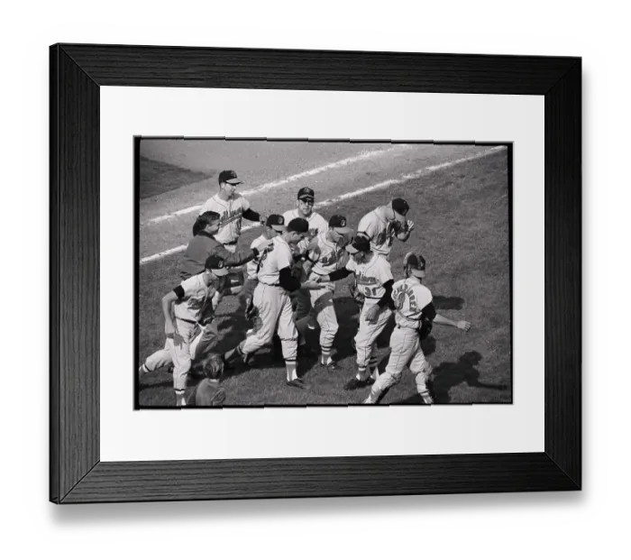 Framed Print : Baltimore Players Congratulating Pitcher Framed Print : Baltimore Players Congratulating Pitcher