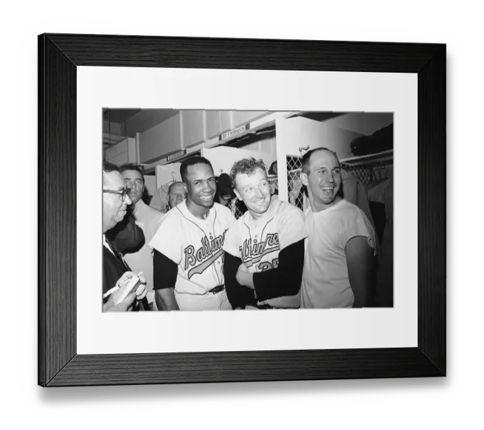 Framed Print : Frank Robinson with Teammates in Locker Room Framed Print : Frank Robinson with Teammates in Locker Room