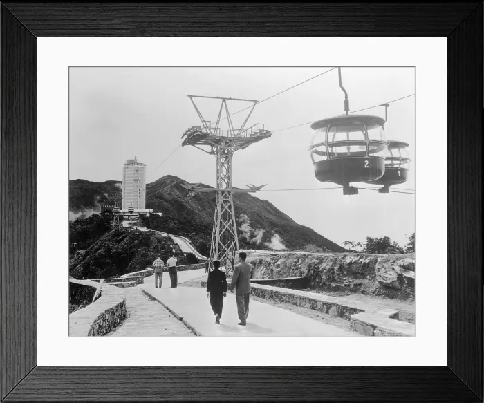 Framed Print : Cable Car over Hillside Lane Framed Print : Cable Car over Hillside Lane