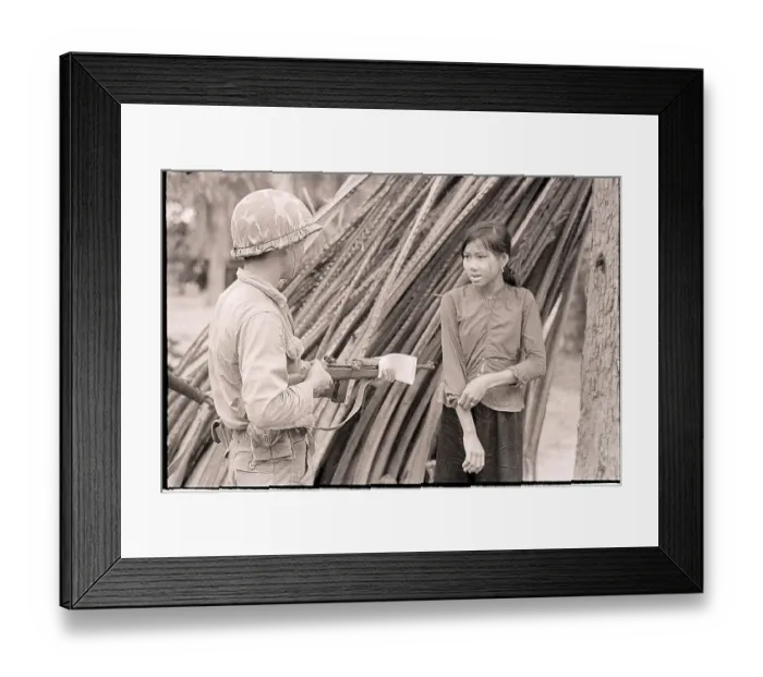 Framed Print : First Cavalry Questions Young Vietnamese Framed Print : First Cavalry Questions Young Vietnamese