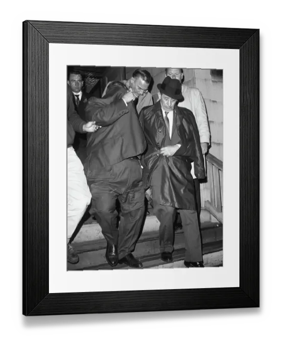 Framed Print : Mafia Leaders Hide From Cameras At Arrest Framed Print : Mafia Leaders Hide From Cameras At Arrest