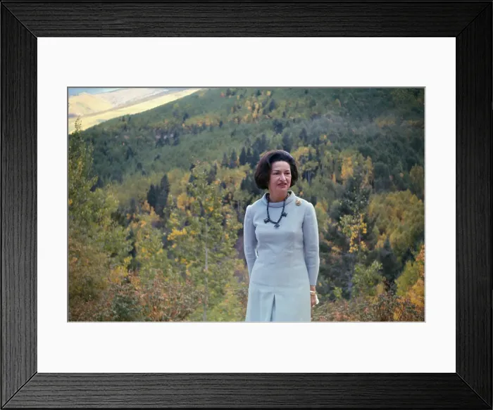 Framed Print : Lady Bird Johnson Posing in Forest Framed Print : Lady Bird Johnson Posing in Forest