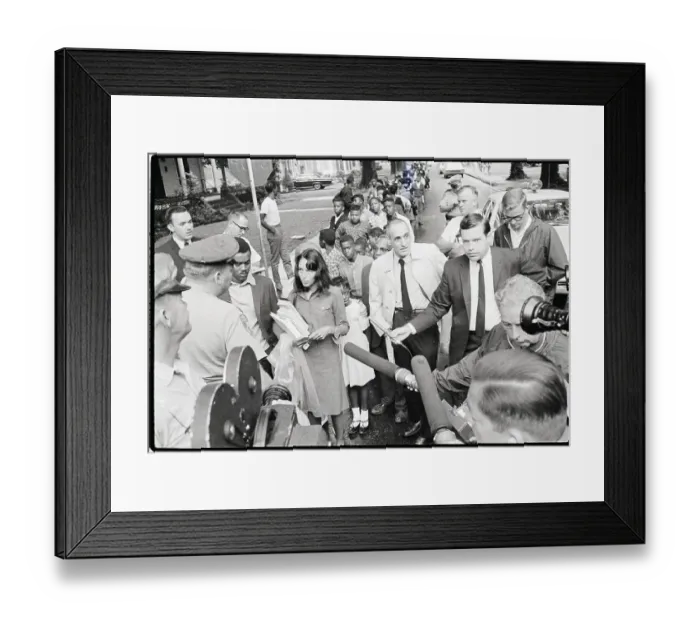 Framed Print : Joan Baez Talks to Policeman in Integration Framed Print : Joan Baez Talks to Policeman in Integration
