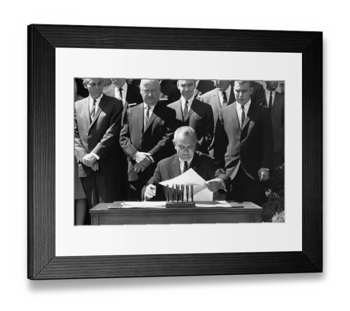 Framed Print : President Johnson Signing Documents Framed Print : President Johnson Signing Documents