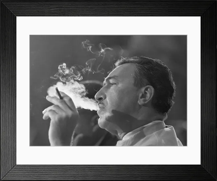 Framed Print : Profile of Adam Clayton Powell Smoking Cigarette