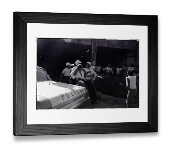 Framed Print : Policemen Restraining White Man Framed Print : Policemen Restraining White Man