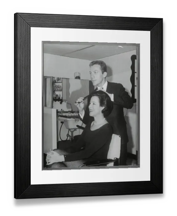 Framed Print : Hairstylist Doing Kitty Carlisle's Hair Framed Print : Hairstylist Doing Kitty Carlisle's Hair