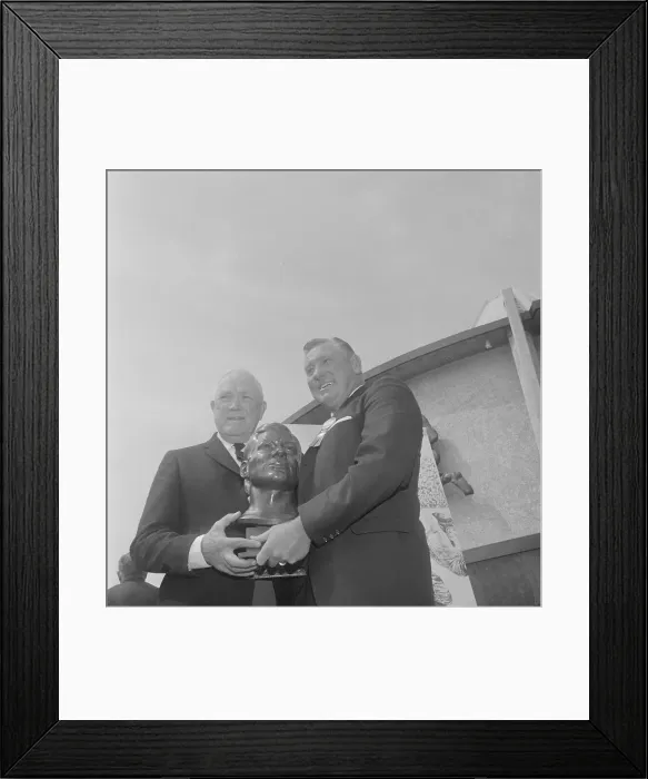 Framed Print : Clyde Turner and Ed Healey with Statuette Framed Print : Clyde Turner and Ed Healey with Statuette