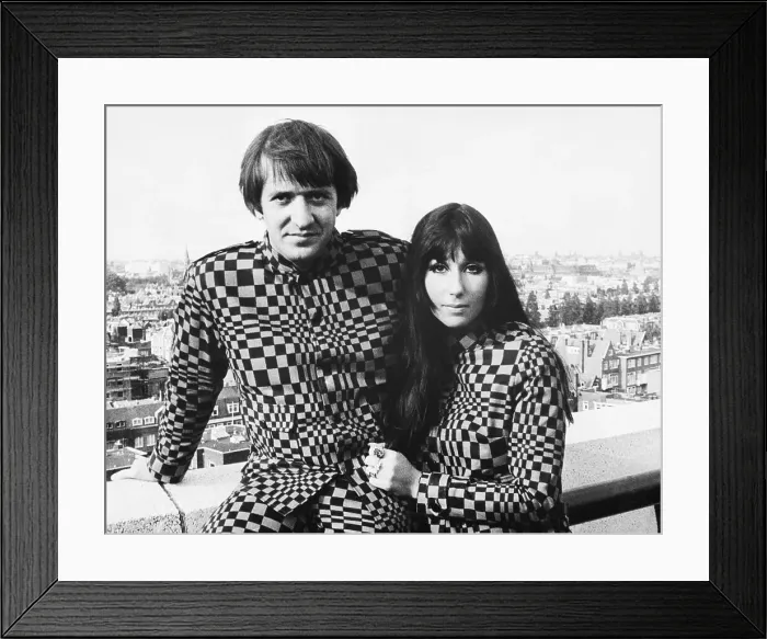 Framed Print : Sonny and Cher in Checkerboard Suits Framed Print : Sonny and Cher in Checkerboard Suits