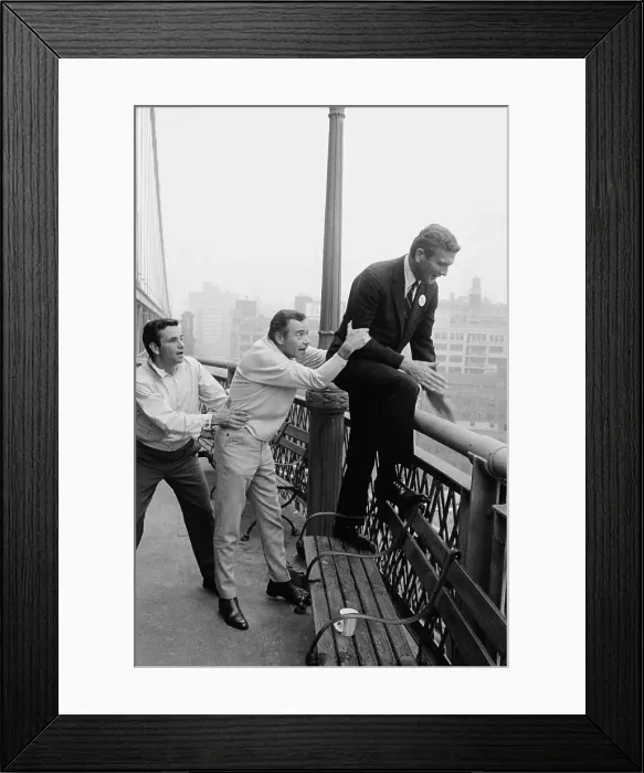 Framed Print : Peter Falk, Jack Lemmon, Mayor Lindsay on Manhattan Bridge Framed Print : Peter Falk, Jack Lemmon, Mayor Lindsay on Manhattan Bridge
