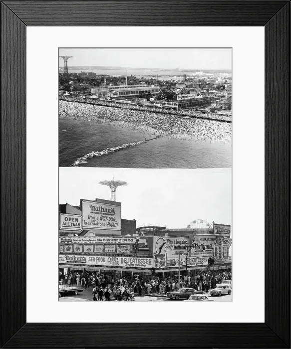 Framed Print : Coney Island Beach and Nathan's Hot Dog Stand Framed Print : Coney Island Beach and Nathan's Hot Dog Stand