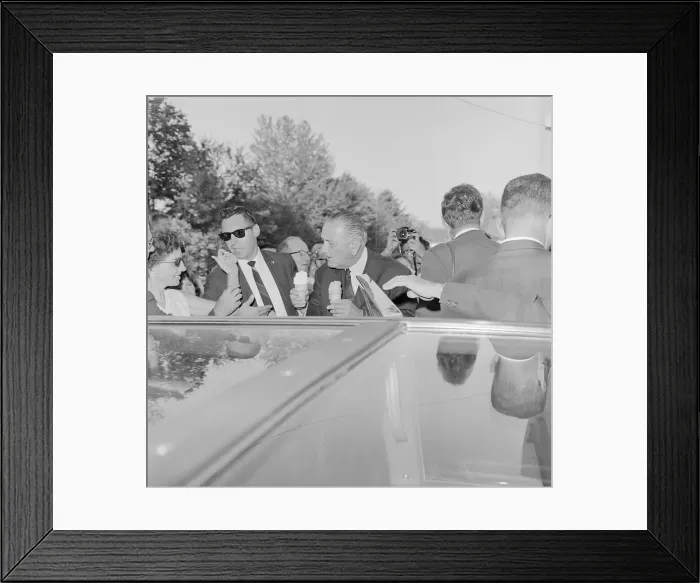 Framed Print : President Johnson Holding Two Ice Cream Cones Framed Print : President Johnson Holding Two Ice Cream Cones