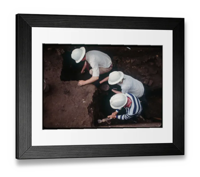 Framed Print : Workers Excavating Legendary Castle Site Framed Print : Workers Excavating Legendary Castle Site