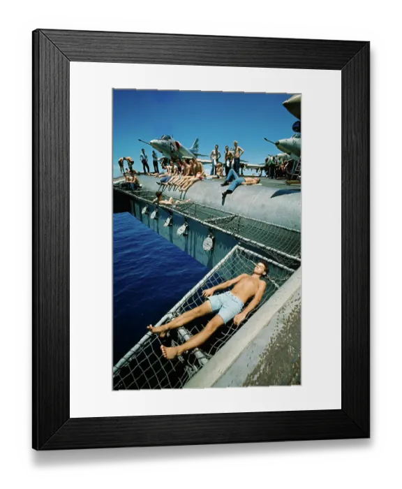 Framed Print : USS Constellation Crew Enjoying Sun