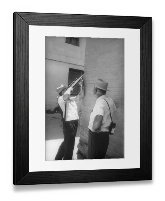 Framed Print : Patrolman Looking Through Scope on His Rifle Framed Print : Patrolman Looking Through Scope on His Rifle