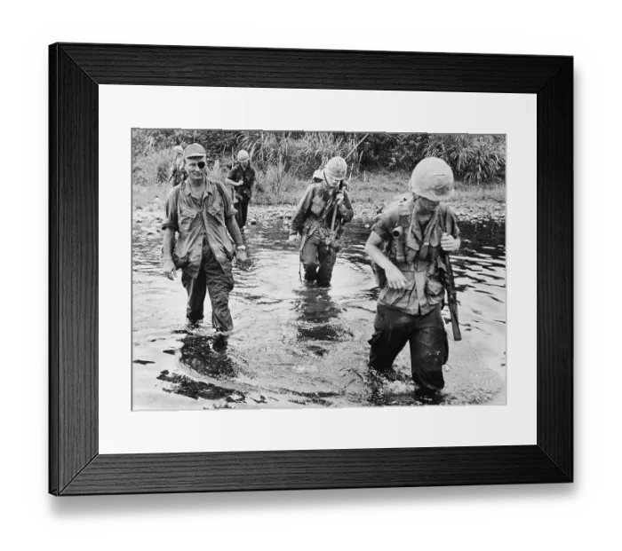 Framed Print : Israeli General Moshe Dayan on Patrol with US Marines Framed Print : Israeli General Moshe Dayan on Patrol with US Marines
