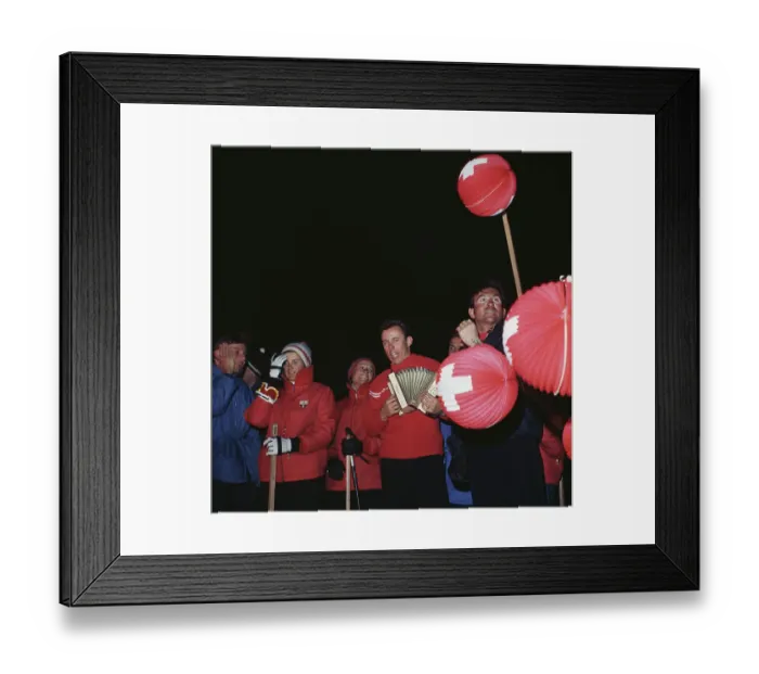 Framed Print : Swiss Skiers Singing Framed Print : Swiss Skiers Singing