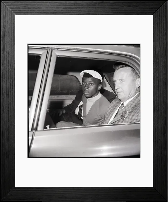 Framed Print : Youth in Police Car with Detective Framed Print : Youth in Police Car with Detective