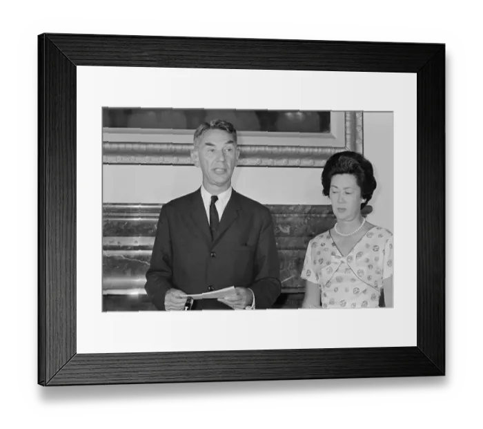 Framed Print : Edwin Reischauer Reading Statement with His Wife Framed Print : Edwin Reischauer Reading Statement with His Wife