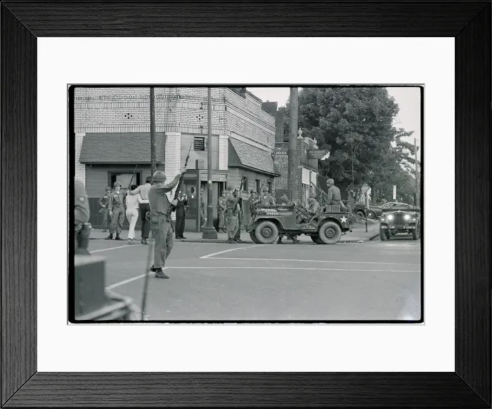 Framed Print : National Guardsmen Patrolling During Riot Framed Print : National Guardsmen Patrolling During Riot