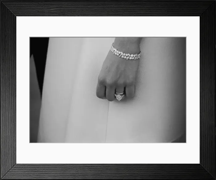 Framed Print : Mia Farrow Modeling Wedding Ring Set Framed Print : Mia Farrow Modeling Wedding Ring Set