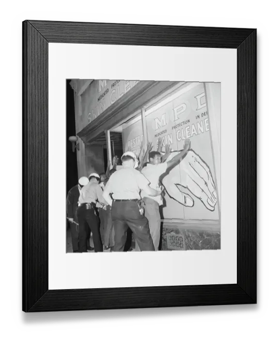 Framed Print : Police Search Young African American Men During Riot Framed Print : Police Search Young African American Men During Riot