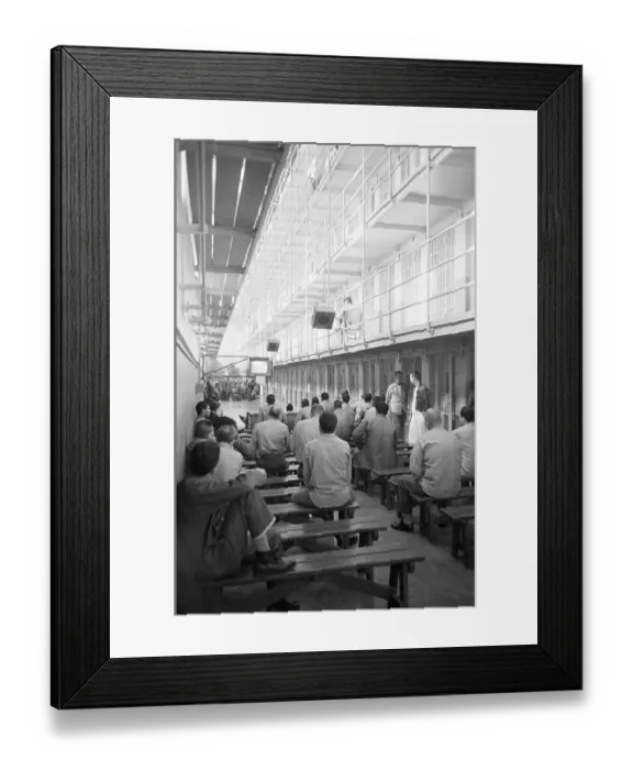 Framed Print : Inmates In Prison Watching Television Framed Print : Inmates In Prison Watching Television