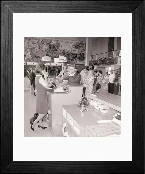 Framed Print : Passengers in Line at Airline Counter Framed Print : Passengers in Line at Airline Counter