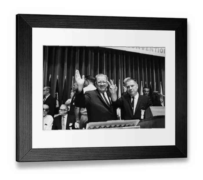 Framed Print : Jimmy Hoffa and Frank Fitzsimmons Waving Framed Print : Jimmy Hoffa and Frank Fitzsimmons Waving