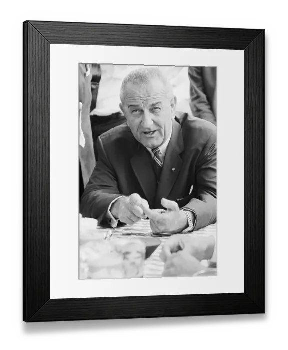 Framed Print : Lyndon Johnson Speaking at Press Conference Framed Print : Lyndon Johnson Speaking at Press Conference