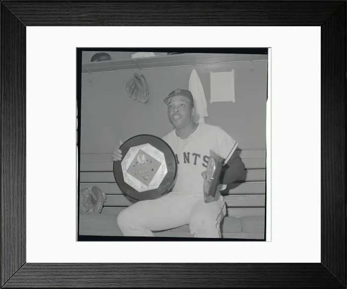 Framed Print : Willie Mays Sitting and Holding His Award Framed Print : Willie Mays Sitting and Holding His Award