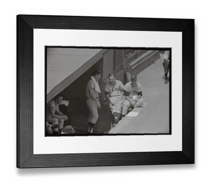 Framed Print : Mickey Mantle Talking to Jim Bouton in Dugout Framed Print : Mickey Mantle Talking to Jim Bouton in Dugout