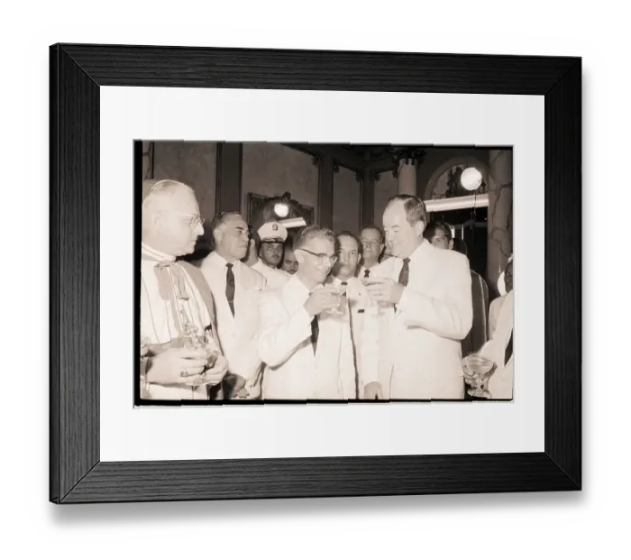 Framed Print : Hubert Humphrey and Joaquin Belaguer Toasting Framed Print : Hubert Humphrey and Joaquin Belaguer Toasting