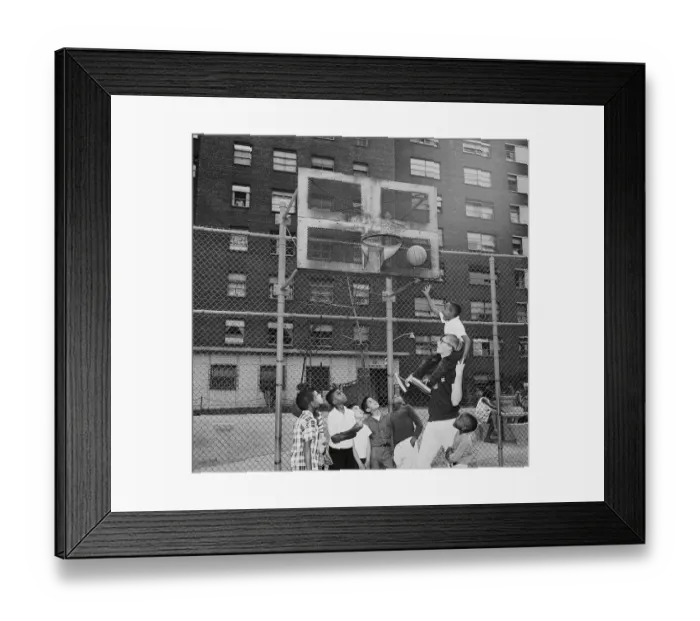 Framed Print : Basketball Star Harlan Ludewig Playing With Neighborhood Children Framed Print : Basketball Star Harlan Ludewig Playing With Neighborhood Children