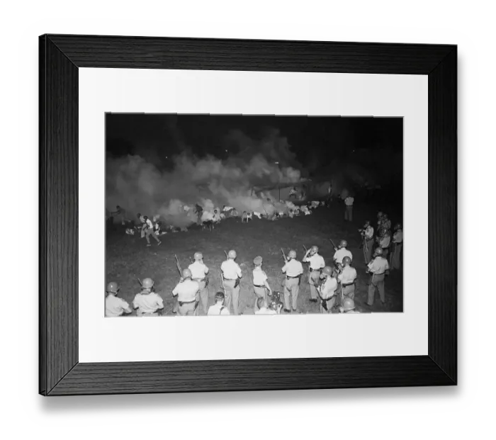 Framed Print : Police Attack Demonstrators With Tear Gas Framed Print : Police Attack Demonstrators With Tear Gas