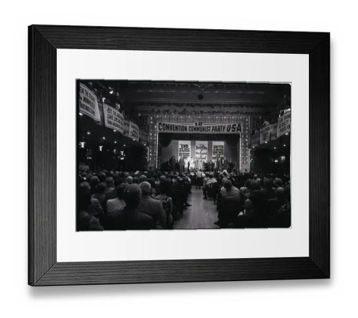 Framed Print : Communist Convention in Hall with Placards Framed Print : Communist Convention in Hall with Placards