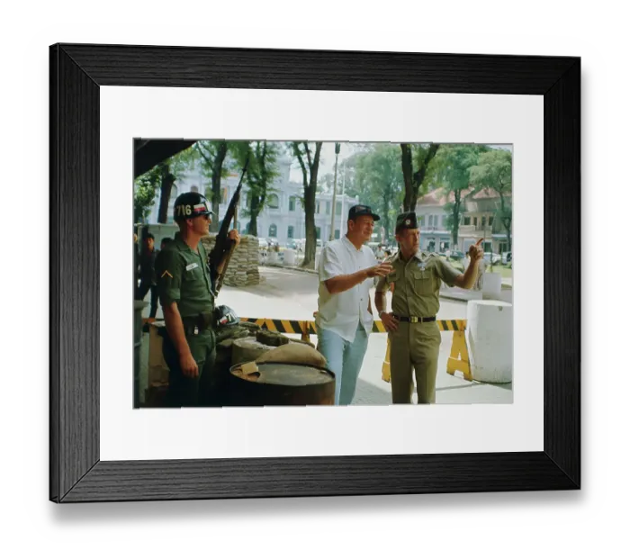 Framed Print : John Wayne Talking with Captain Peter Dawkins in Saigon Framed Print : John Wayne Talking with Captain Peter Dawkins in Saigon