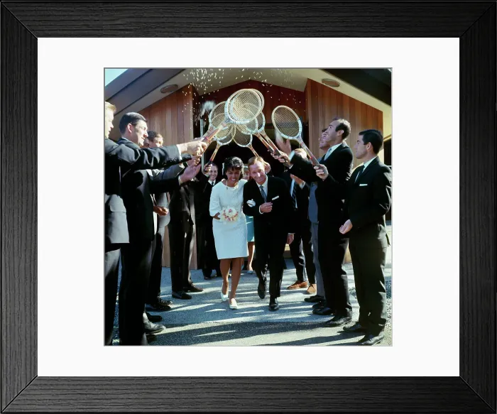 Framed Print : Rod Laver and Mary Benson After Wedding Ceremony Framed Print : Rod Laver and Mary Benson After Wedding Ceremony
