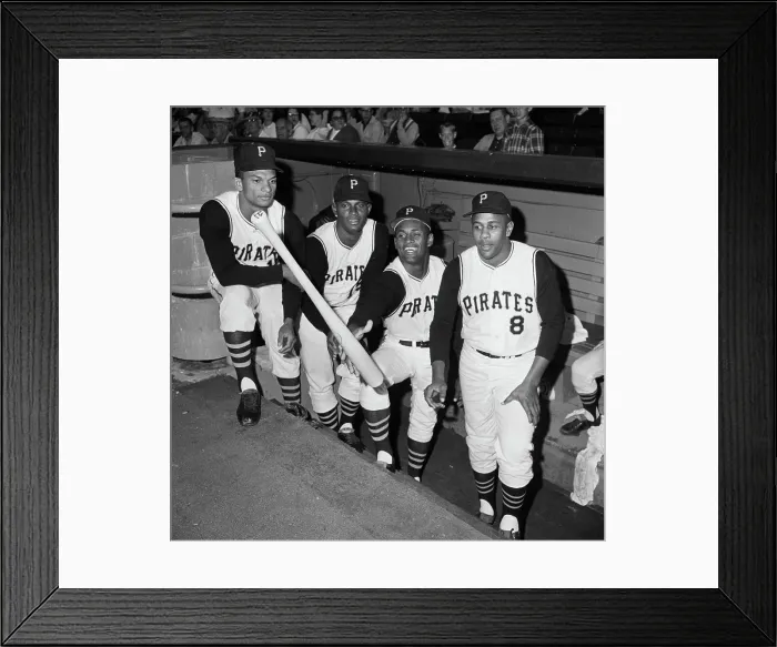 Framed Print : R. Clemente & 3 Pirates Posing In Dugout Framed Print : R. Clemente & 3 Pirates Posing In Dugout