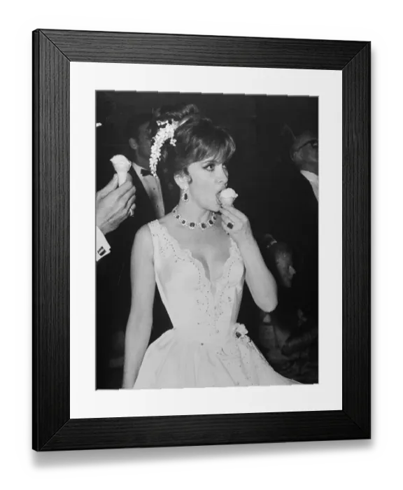 Framed Print : Gina Lollobrigida Eating Ice Cream Cone Framed Print : Gina Lollobrigida Eating Ice Cream Cone