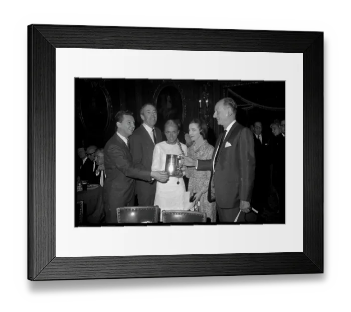 Framed Print : Eddie Bracken Shown with April Olrich and Her Award Framed Print : Eddie Bracken Shown with April Olrich and Her Award